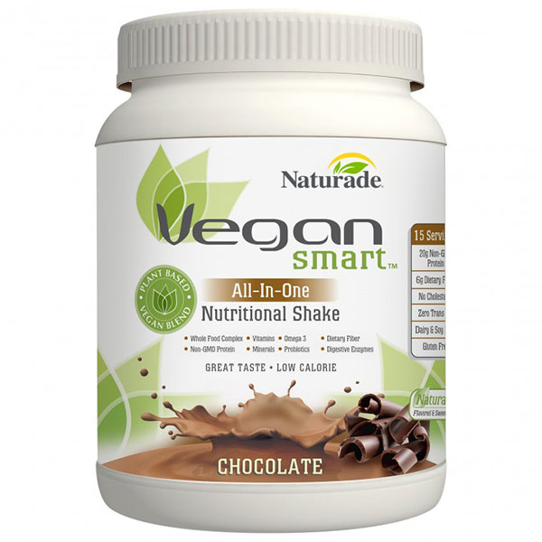 Vegan Smart All-In-One Nutritional Shake - Chocolate, 15 Servings (24.34 oz), Naturade