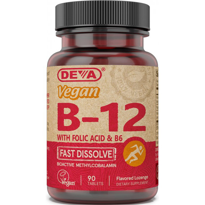 Vegan Sublingual Vitamin B12 with Folic Acid & B6, 90 Tablets, Deva Vegetarian Nutrition