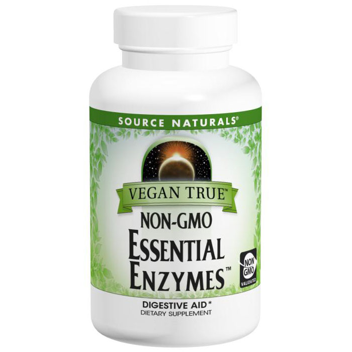 Vegan True Non-GMO Essential Enzymes, 45 Vegetarian Capsules, Source Naturals
