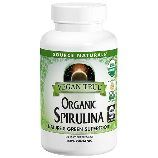 Vegan True Organic Spirulina, 100 Tablets, Source Naturals