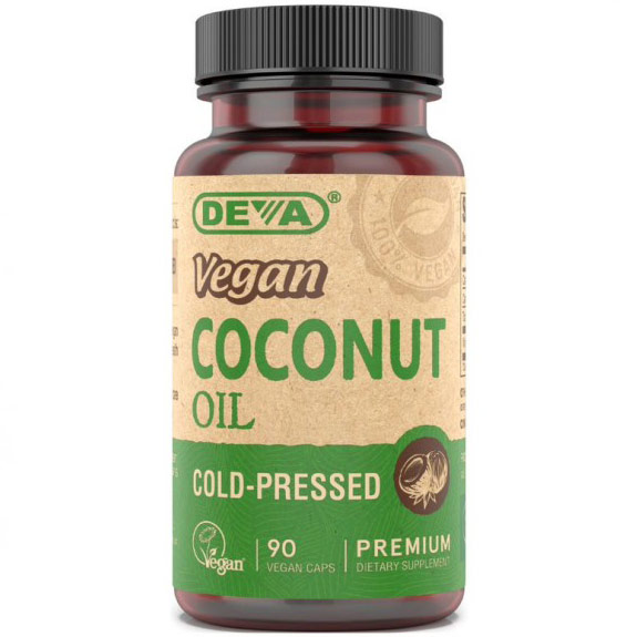 Vegan Virgin Coconut Oil, 90 Veggie Caps, Deva Vegetarian Nutrition