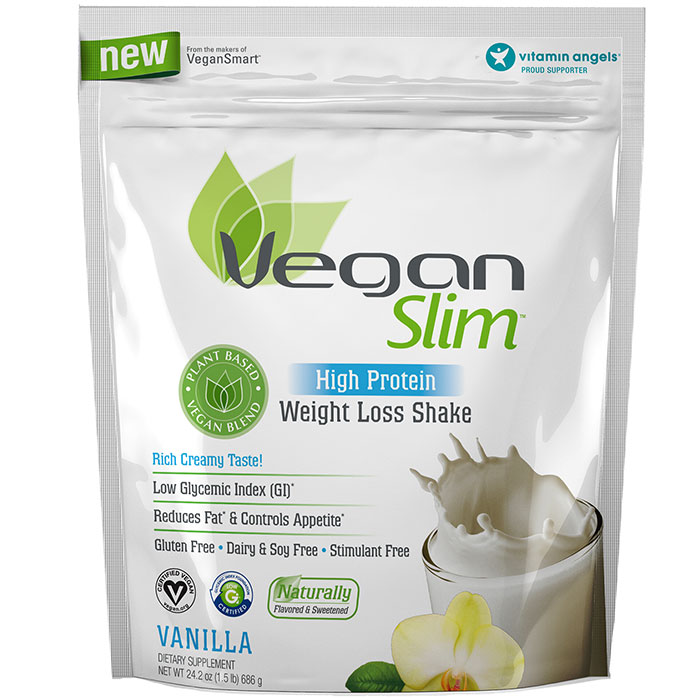 VeganSlim High Protein Weight Loss Shake - Vanilla, 24.2 oz (14 Servings), Naturade