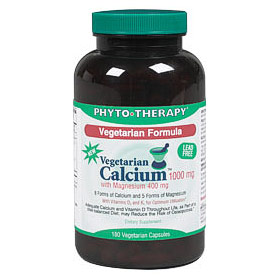 Vegetarian Calcium 1000 mg with Magnesium 400 mg, 180 Veggie Capsules, Phyto-Therapy (Phyto Therapy)