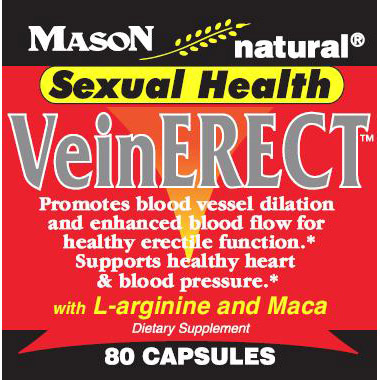 VeinERECT, L-Arginine + Maca, 80 Capsules, Mason Natural