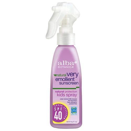 Alba Botanica Natural Very Emollient Sunscreen, Natural Protection Kids Spray SPF 40, 4 oz, Alba Botanica