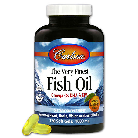 The Very Finest Fish Oil 1000 mg, Orange Flavor, 120 Softgels, Carlson Labs