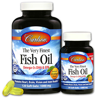The Very Finest Fish Oil 1000 mg, Orange Flavor, 120 + 30 Free Softgels, Carlson Labs