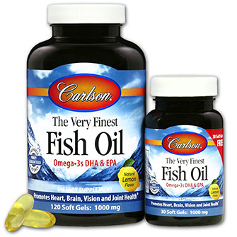 The Very Finest Fish Oil 1000 mg, Lemon Flavor, 120 + 30 Free Softgels, Carlson Labs