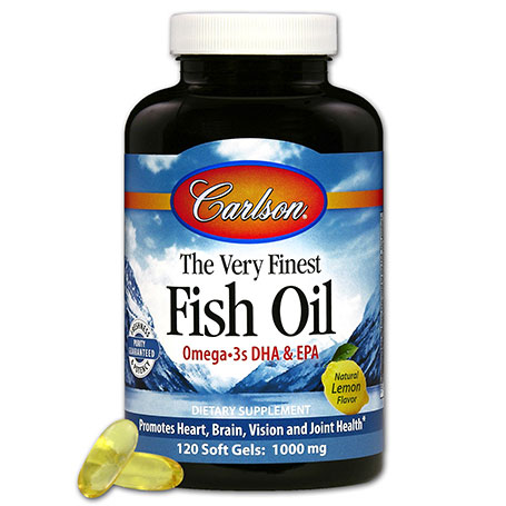 The Very Finest Fish Oil 1000 mg, Lemon Flavor, 120 Softgels, Carlson Labs