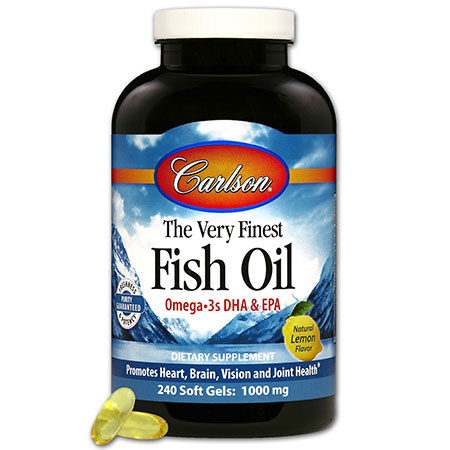 The Very Finest Fish Oil 1000 mg, Lemon Flavor, 240 Softgels, Carlson Labs