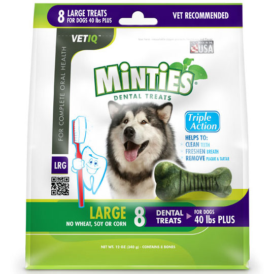 VetIQ Minties Dental Treats for Dogs, Large, 8 Bones