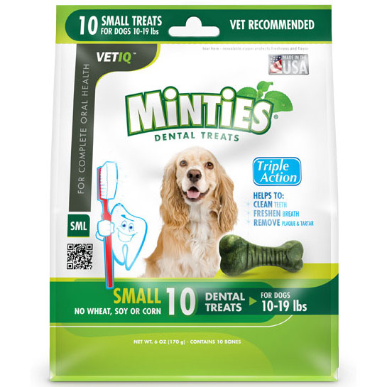 VetIQ Minties Dental Treats for Dogs, Small, 10 Bones