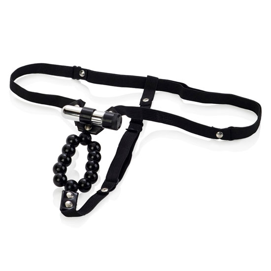 Vibrating Lovers Thong with Stroker Beads, California Exotic Novelties