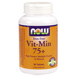 NOW Foods Vit-Min 75+ Multiple Vitamin (Iron Free) 90 Tabs, NOW Foods