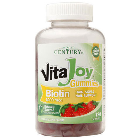 VitaJoy Biotin Gummies 5000 mcg Chewable, 120 Gummies, 21st Century HealthCare