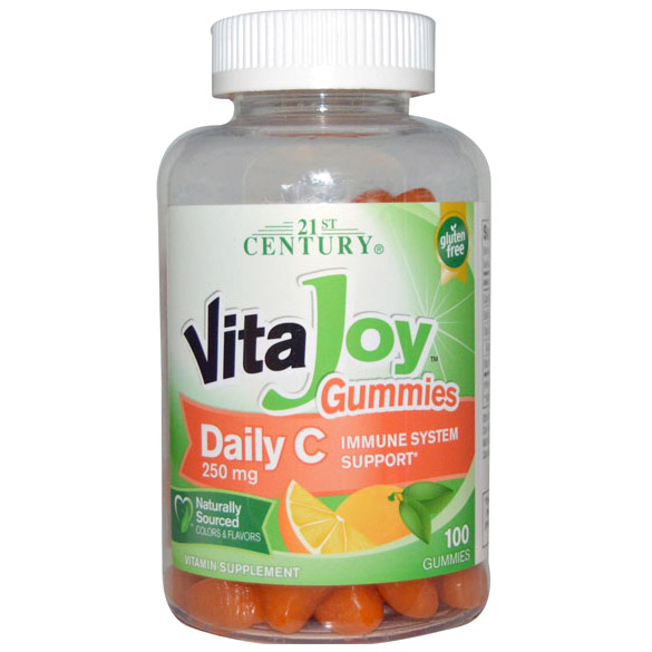VitaJoy Daily C Gummies 250 mg, Chewable Vitamin C, 100 Gummies, 21st Century HealthCare