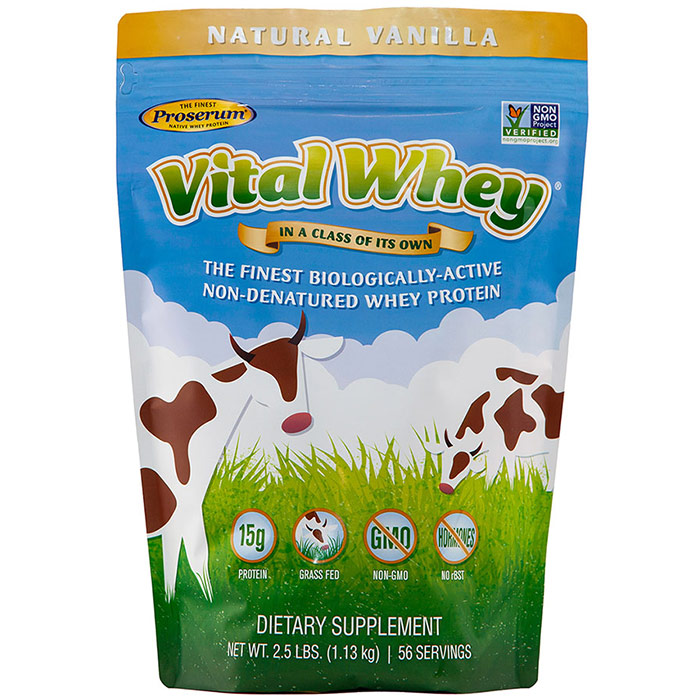 Vital Whey, Grass Fed Whey Protein, Natural Vanilla, 2.5 lb (1.13 kg), Well Wisdom
