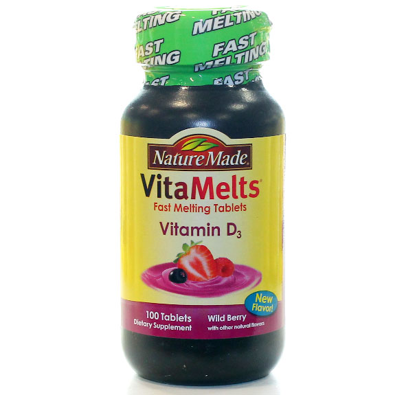 VitaMelts Vitamin D3 1000 IU - Wild Berry, 100 Fast Melting Tablets, Nature Made