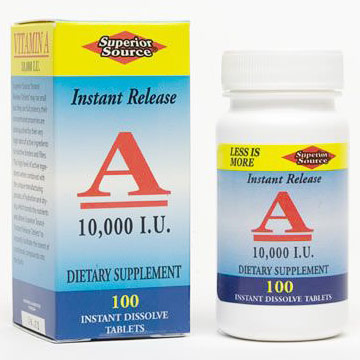 Vitamin A 10,000 IU (Acetate), 100 Instant Dissolve Tablets, Superior Source