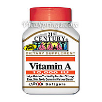 Vitamin A 10,000 IU 110 Softgels, 21st Century Health Care
