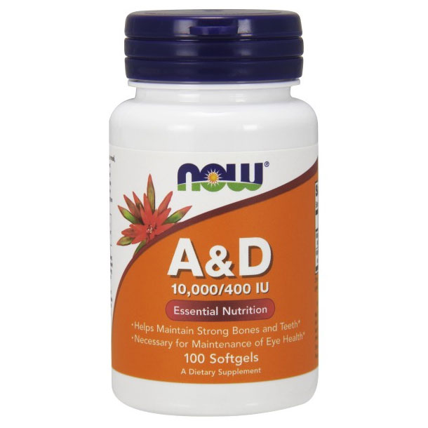 NOW Foods Vitamin A & D 10000/400, 100 Softgels, NOW Foods