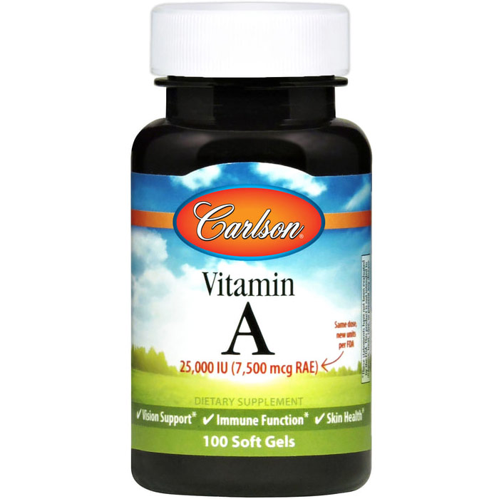 Vitamin A Natural 25,000 IU 100 softgels, Carlson Labs