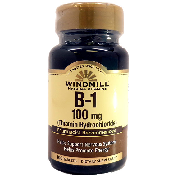 Vitamin B-1 100 mg, 100 Tablets, Windmill Health Products