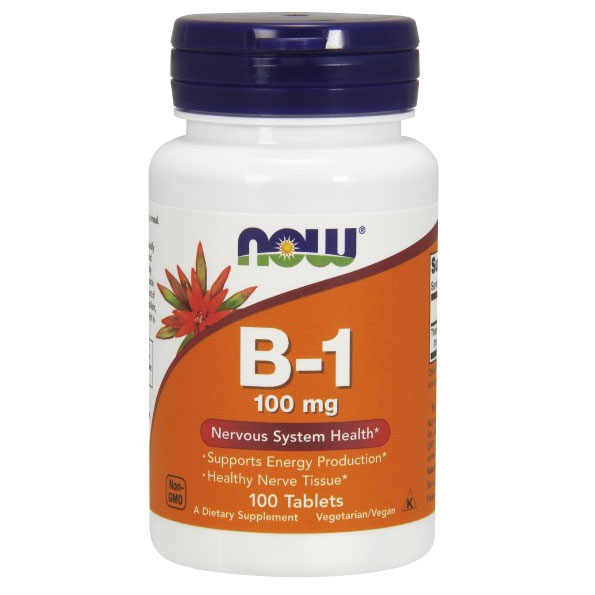 Vitamin B-1 (Thiamine) 100mg 100 Tabs, NOW Foods