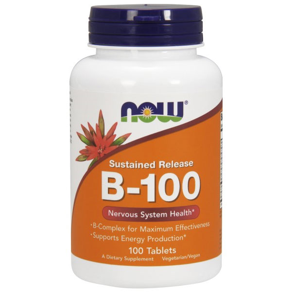 Vitamin B-100 Sustained Release, 100 Tablets, NOW Foods