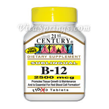 Vitamin B-12 2500 mcg Sublingual, 110 Tablets, 21st Century Health Care