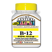 Vitamin B-12 500 mcg 110 Tablets, 21st Century Health Care