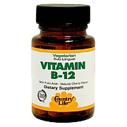 Vitamin B-12 500 mcg w/Folic Acid Sublingual 100 Tablets, Country Life