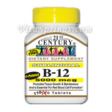 Vitamin B-12 5000 mcg Sublingual, 110 Tablets, 21st Century Health Care