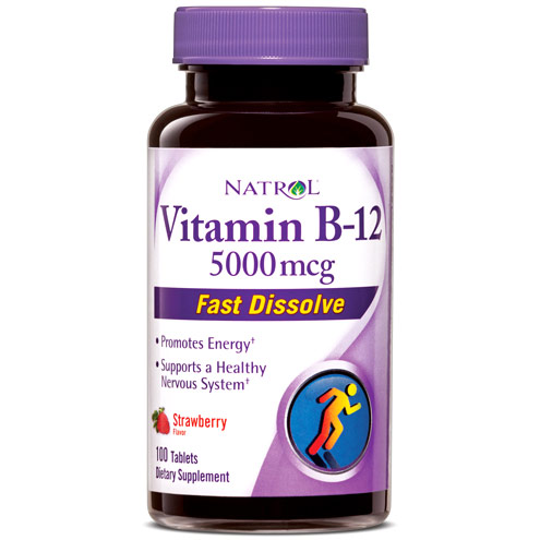 Vitamin B-12 Fast Dissolve 5000 mcg, 100 Tablets, Natrol