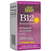 Vitamin B-12 Methylcobalamin 90 Tablets, Natural Factors