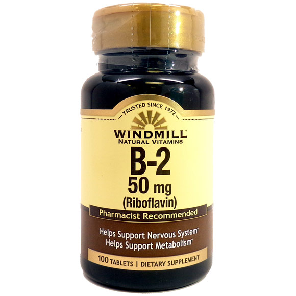 Vitamin B-2 50 mg, 100 Tablets, Windmill Health Products
