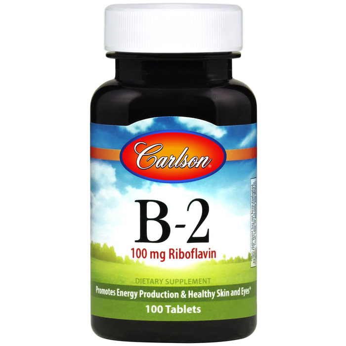 Vitamin B-2, Riboflavin 100 mg, 100 tablets, Carlson Labs