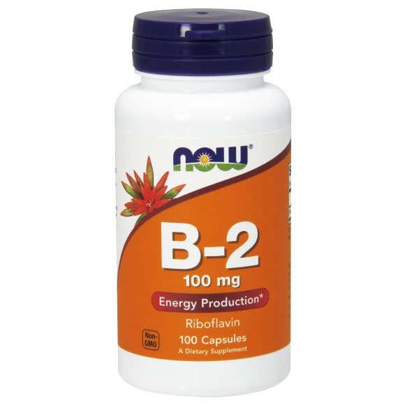 Vitamin B-2 (Riboflavin) 100mg 100 Caps, NOW Foods