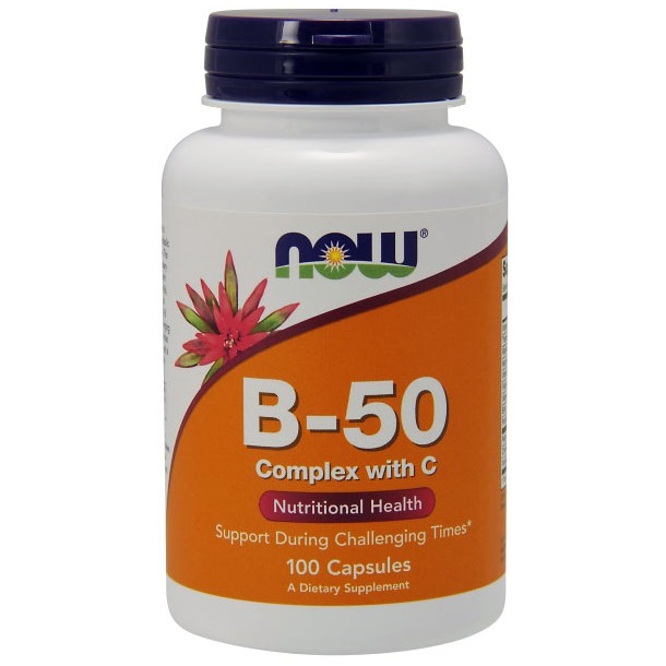 Vitamin B-50 Complex With 250mg Vitamin C 100 Caps, NOW Foods