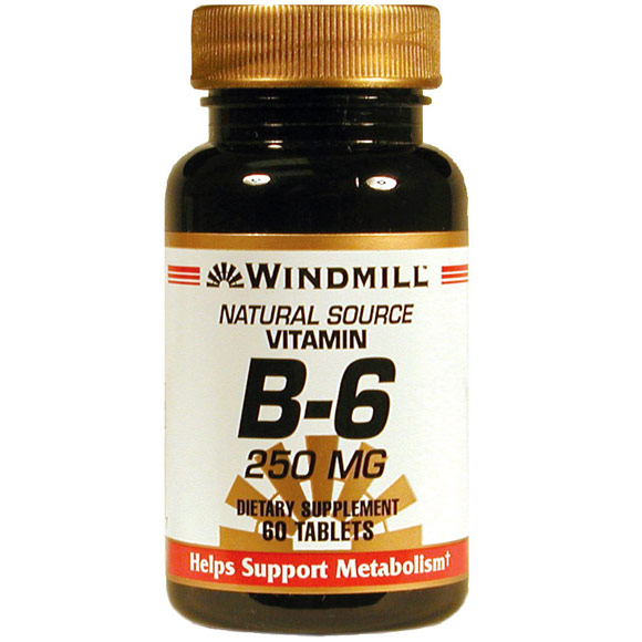 Vitamin B-6 250 mg, 60 Tablets, Windmill Health Products