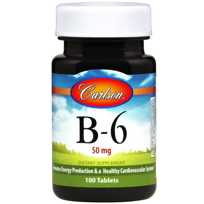 Vitamin B-6 50 mg Tabs, 200 Tablets, Carlson Labs