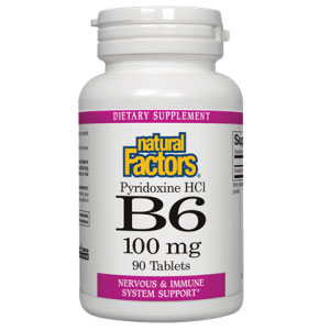 Natural Factors Vitamin B-6 Pyridoxine 100mg 90 Tablets, Natural Factors