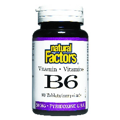 Natural Factors Vitamin B-6 Pyridoxine HCL 50mg 90 Tablets, Natural Factors