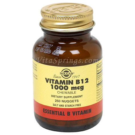 Vitamin B12 1000 mcg, 250 Nuggets, Solgar