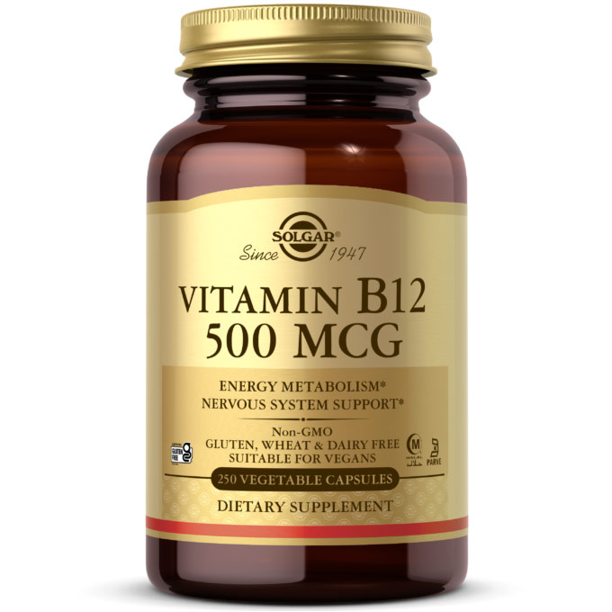 Vitamin B12 500 mcg, 250 Vegetable Capsules, Solgar