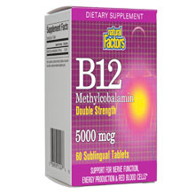 Natural Factors Vitamin B12 (Methylcobalamin) 5000 mcg, 60 Sublingual Tablets, Natural Factors