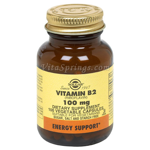 Vitamin B2 100 mg (Riboflavin), 100 Vegetable Capsules, Solgar