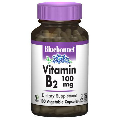 Vitamin B2 100 mg, 100 Vegetable Capsules, Bluebonnet Nutrition