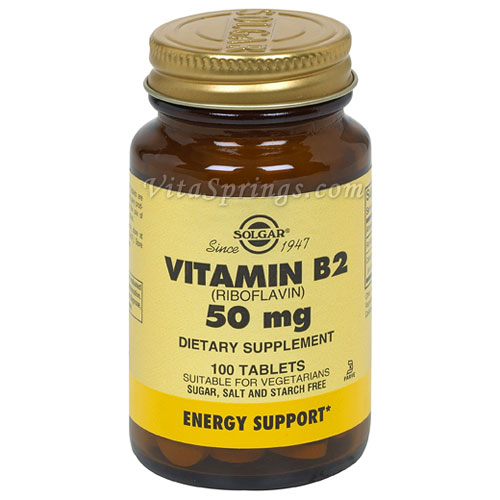 Vitamin B2 50 mg (Riboflavin), 100 Tablets, Solgar