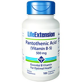 Pantothenic Acid (Vitamin B5) 500 mg, 100 Vegetarian Capsules, Life Extension